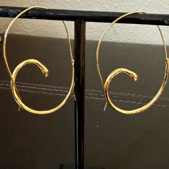 Jewelry - Gold Tone Snake Hoop Earrings